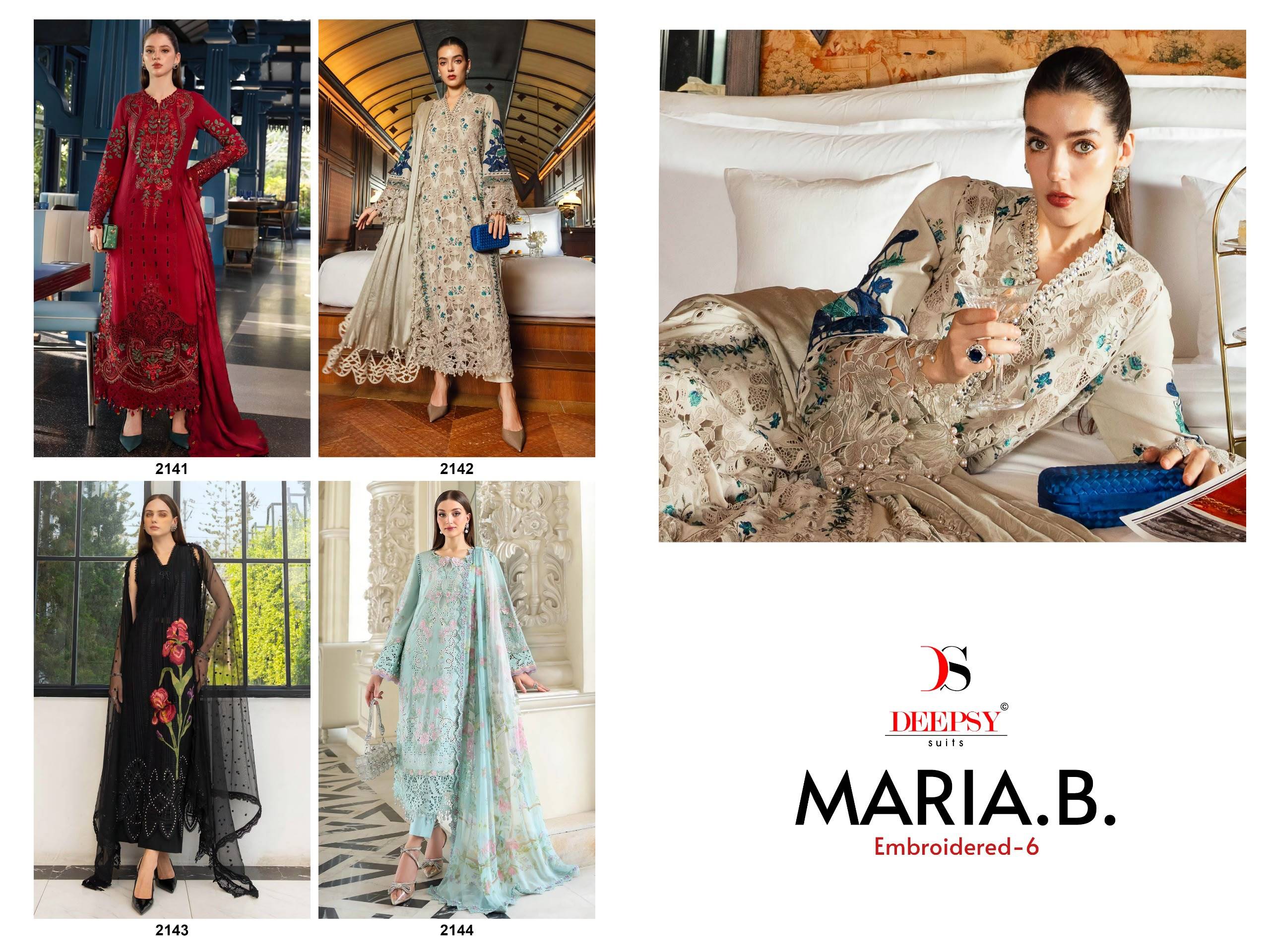 Maria B Vol-6 By DEEPSY SUITS 2141 To 2144 Series Beautiful Festive Suits Stylish Fancy Colorful Ethnic Wear Pure Cotton Print Dresses At Wholesale Price